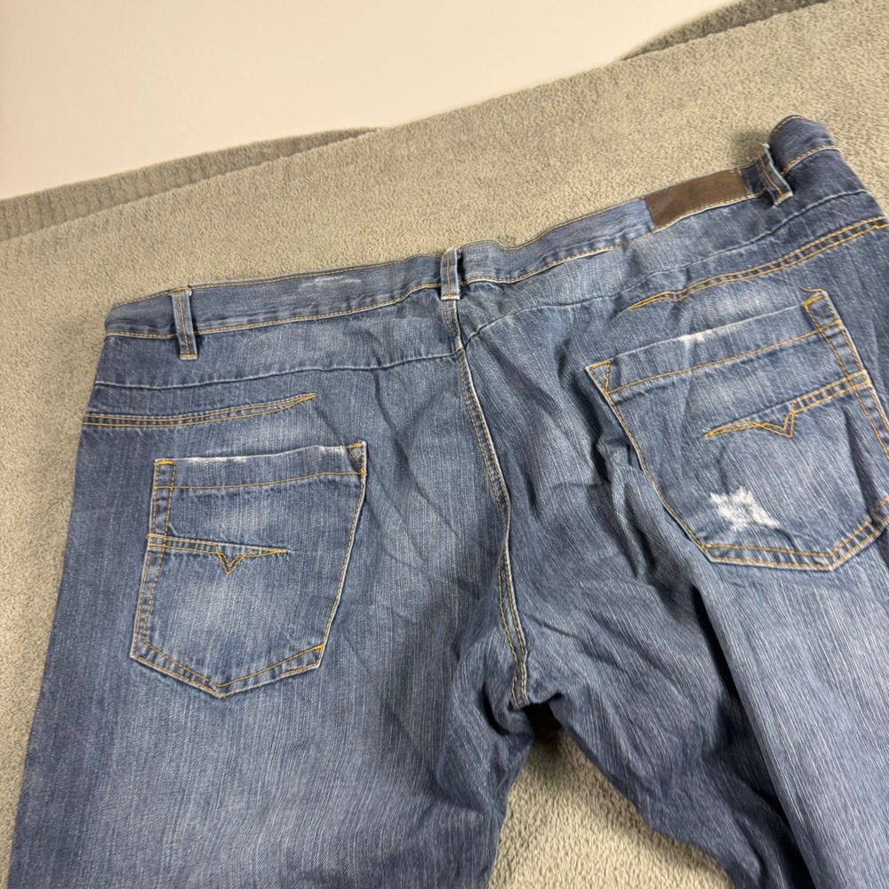 Nostic Mens Distressed Blue Denim Jeans Straight Leg Size 50 Streetwear Rugged